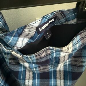 Lands' End Classic Blue Checkered Skirt